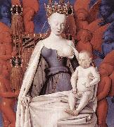 right wing of Melun diptychVirgin and Child Surrounded by Angels Showing Charles VII mistress Agnes Sorel Jean Fouquet